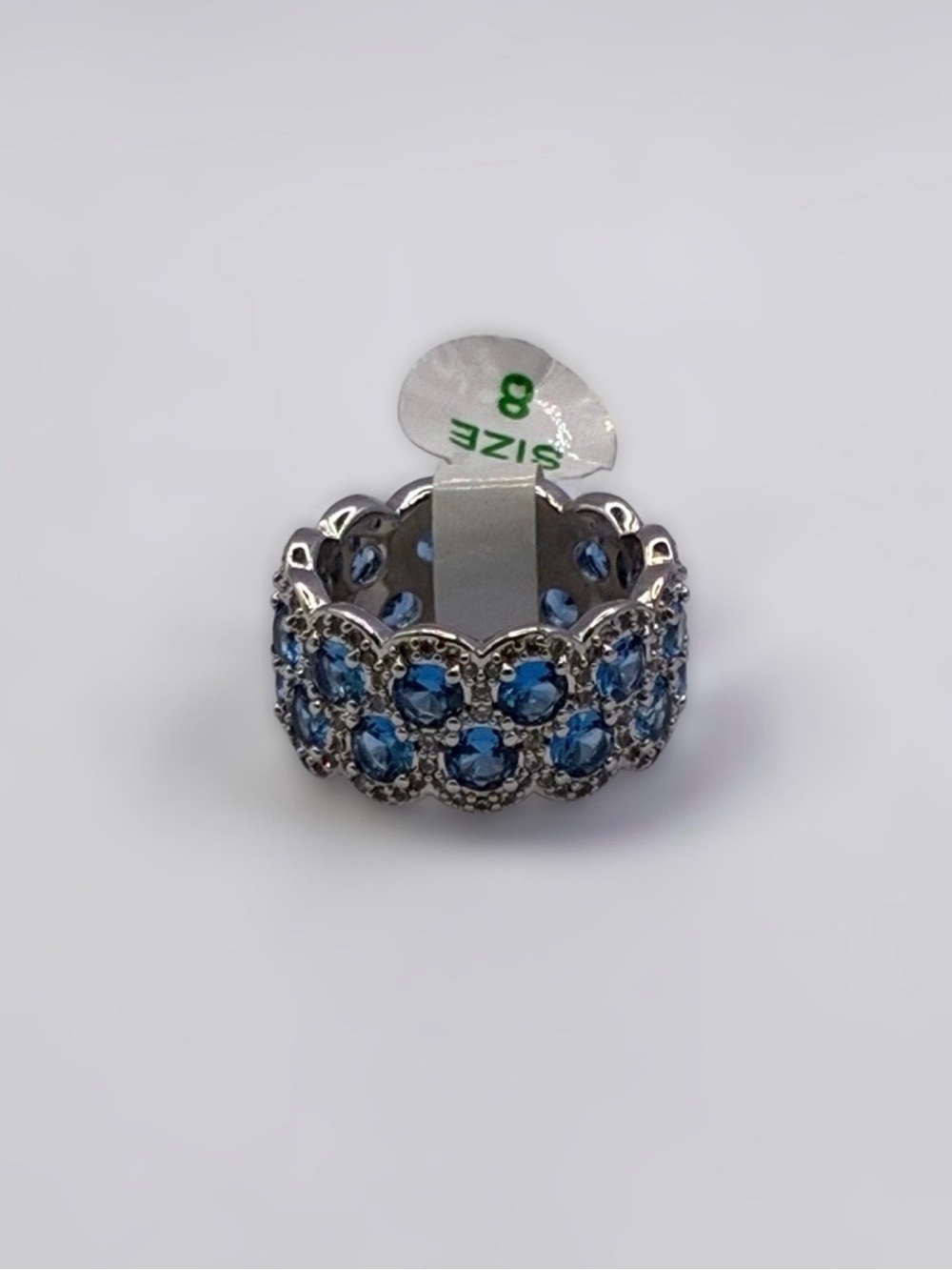 Bomb Party Blue Crystal Eternity Band Ring Size 8